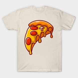 Slice Of Pizza With Mushroom Cartoon T-Shirt